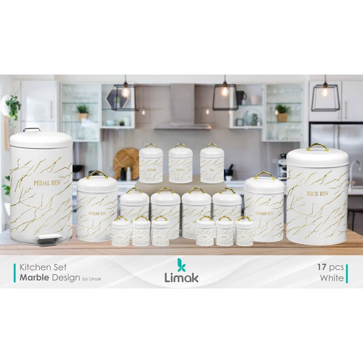 سرویس آشپزخانه ۱۷ پارچه لیماک طرح ماربل سنگی لوکس