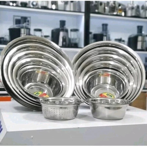 ست ۱۲ پارچه آبکش و لگن استیل یونیک درجه یک ضد زنگ