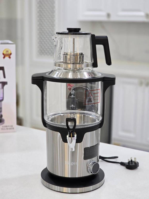 سماور برقی روگن مدل RU-1590 با قوری و پنل دیجیتال در آراز شاپینگ